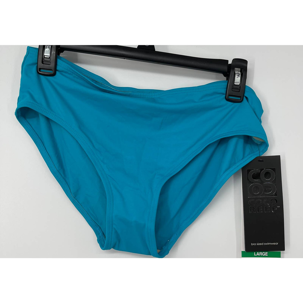 COCO REEF BLUE HIGH WAISTED STRETCH BIKINI BOTTOM LARGE